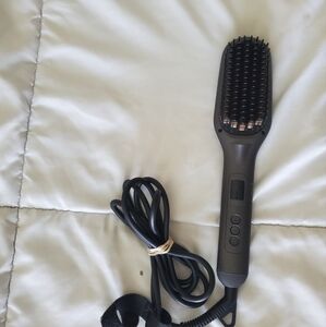 Hair straightening ceramic brush